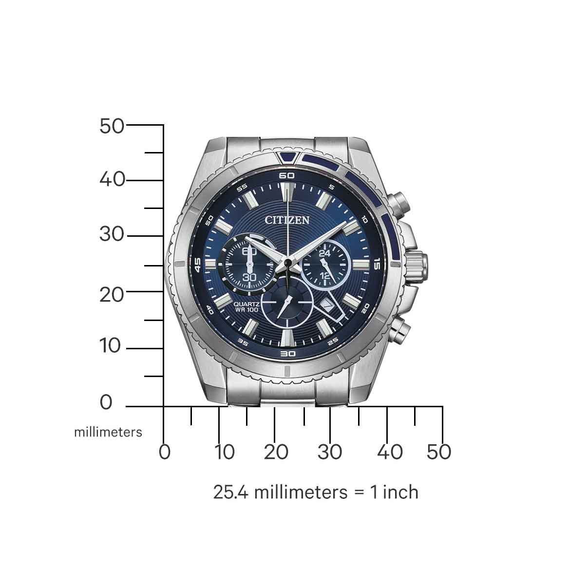 CITIZEN Ανδρικό Ρολόι Χρονογράφος με Μπλε Καντράν & Ατσάλινο Μπρασελέ AN8201-57L